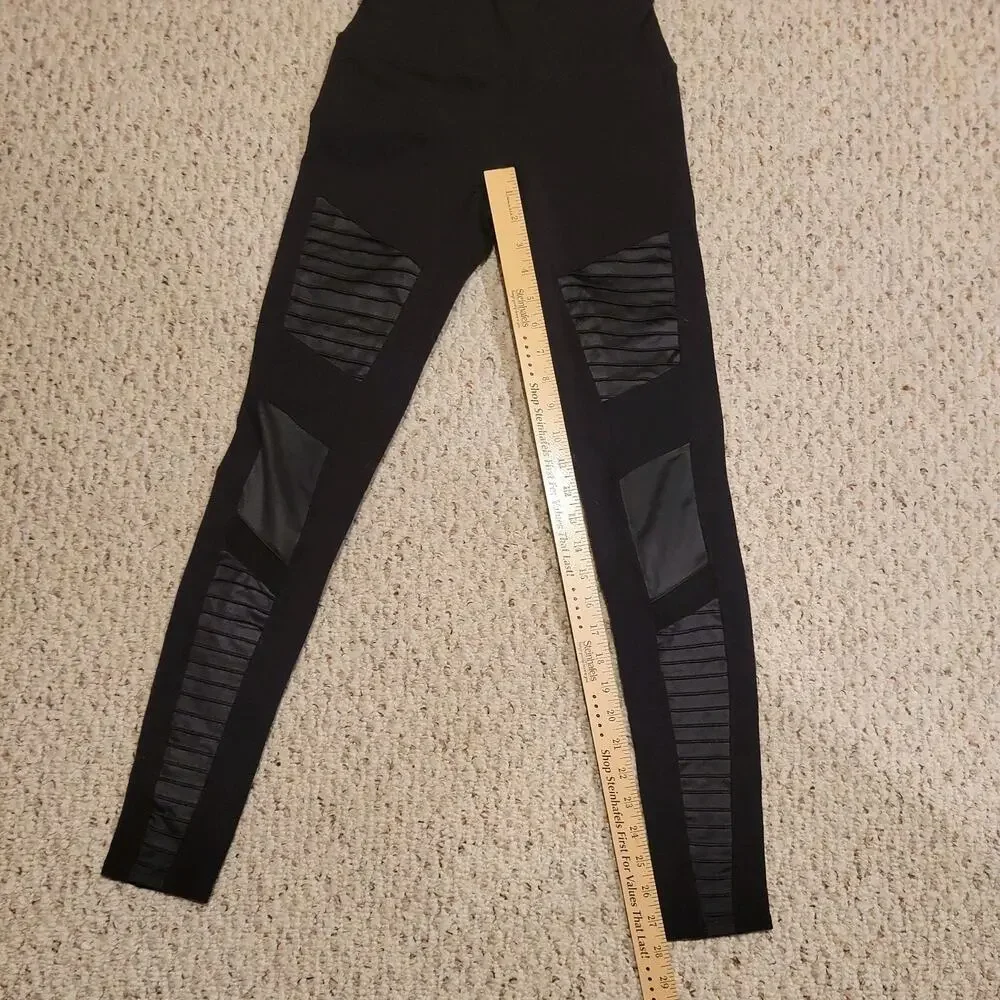 Alo Yoga Women’s High-Waist Mesh Black Moto Leggings Active Yoga Gym Size XS